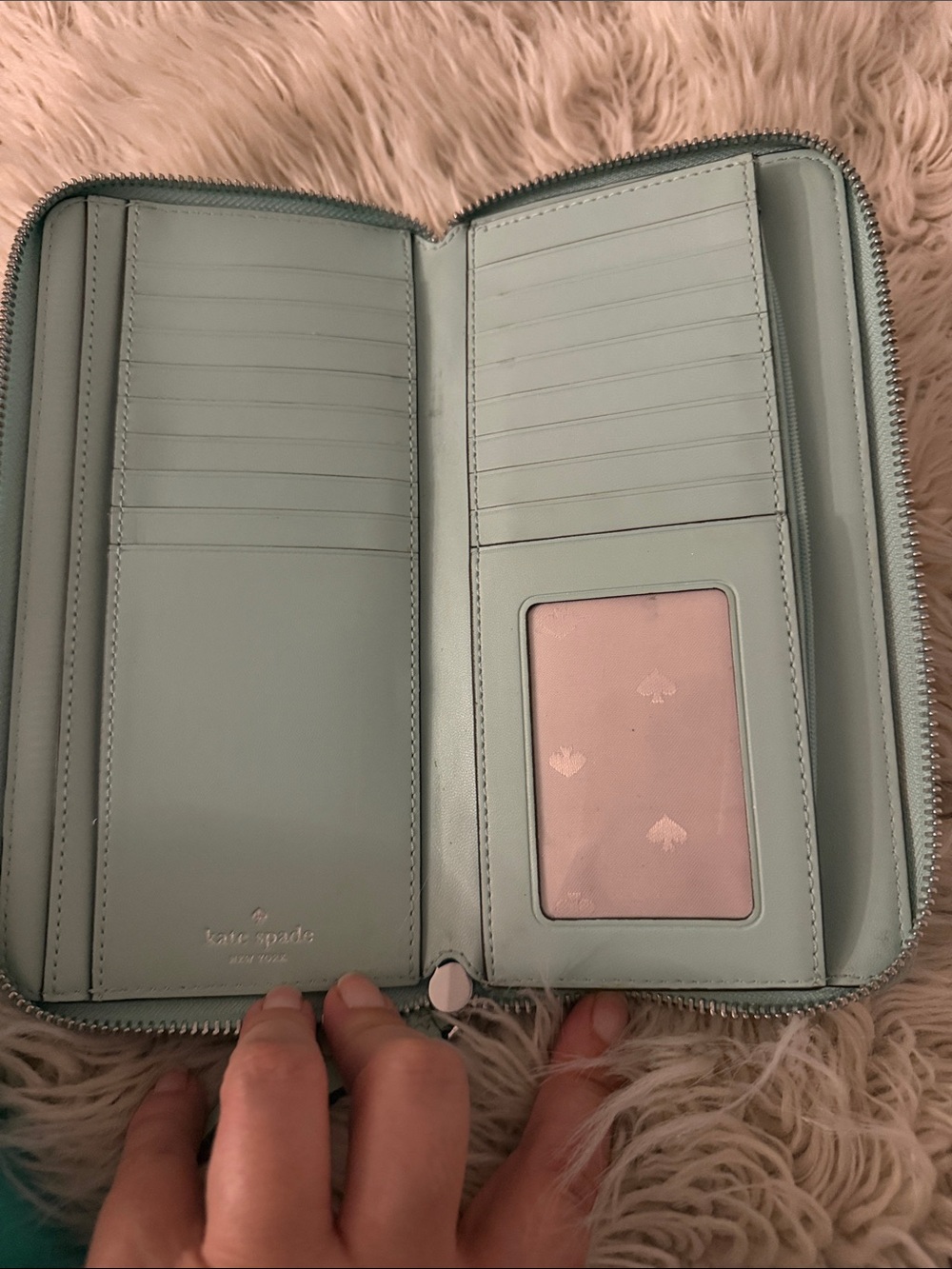 kate spade Mint Green Zip-Around Leather Wallet - Picture 3 of 4
